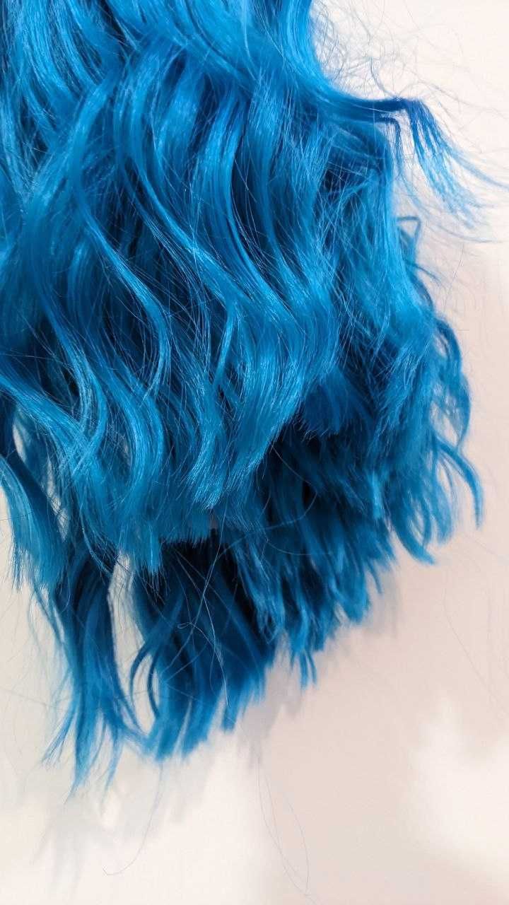 Перука для косплею синє волосся