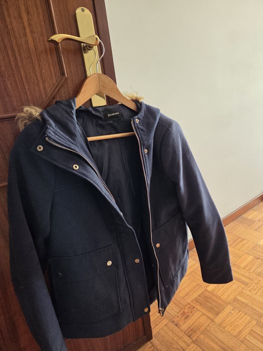 Casaco de Fazenda Azul Marinho Stradivarius