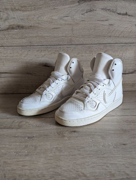 Кожаные белые кроссовки б/у хай-топы Найк Nike  Force Mid 37р 24 см