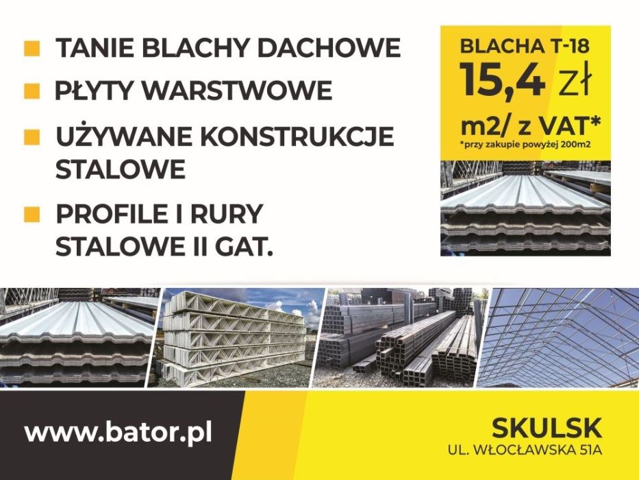 Blacha dachowa trapezowa T 18 blachy na dachy ścienna dach II gatunek