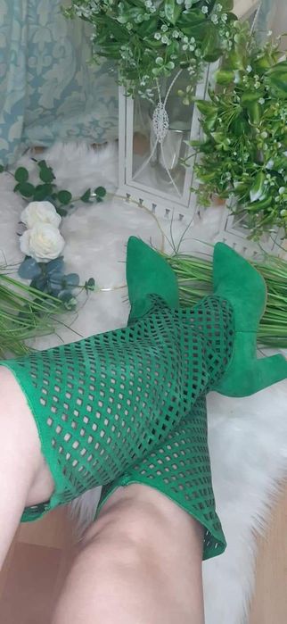 Eleganckie kozaki ażurowe kolory skóra naturalna