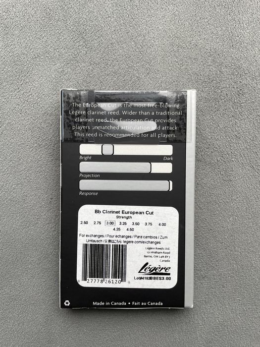 Stroik do klarnetu Legere European Cut nr 3 nowy!