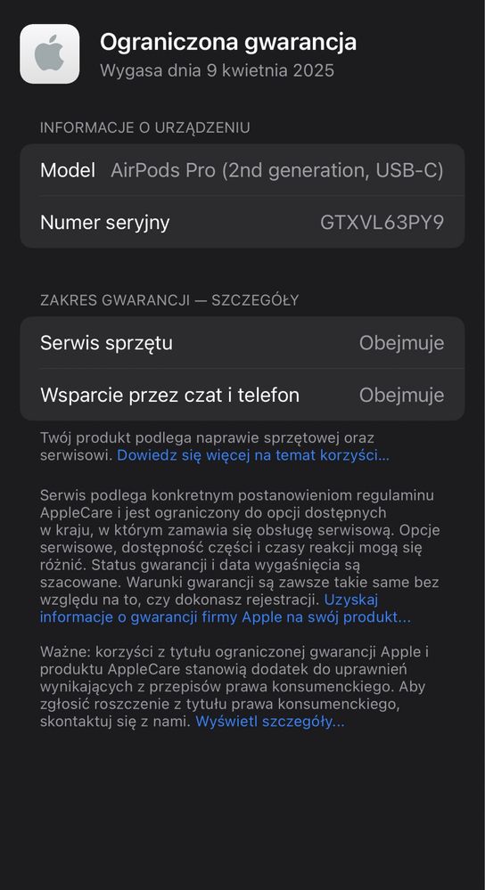 AirPods Pro 2gen. (Typ c)Gwarancja do 04.2025