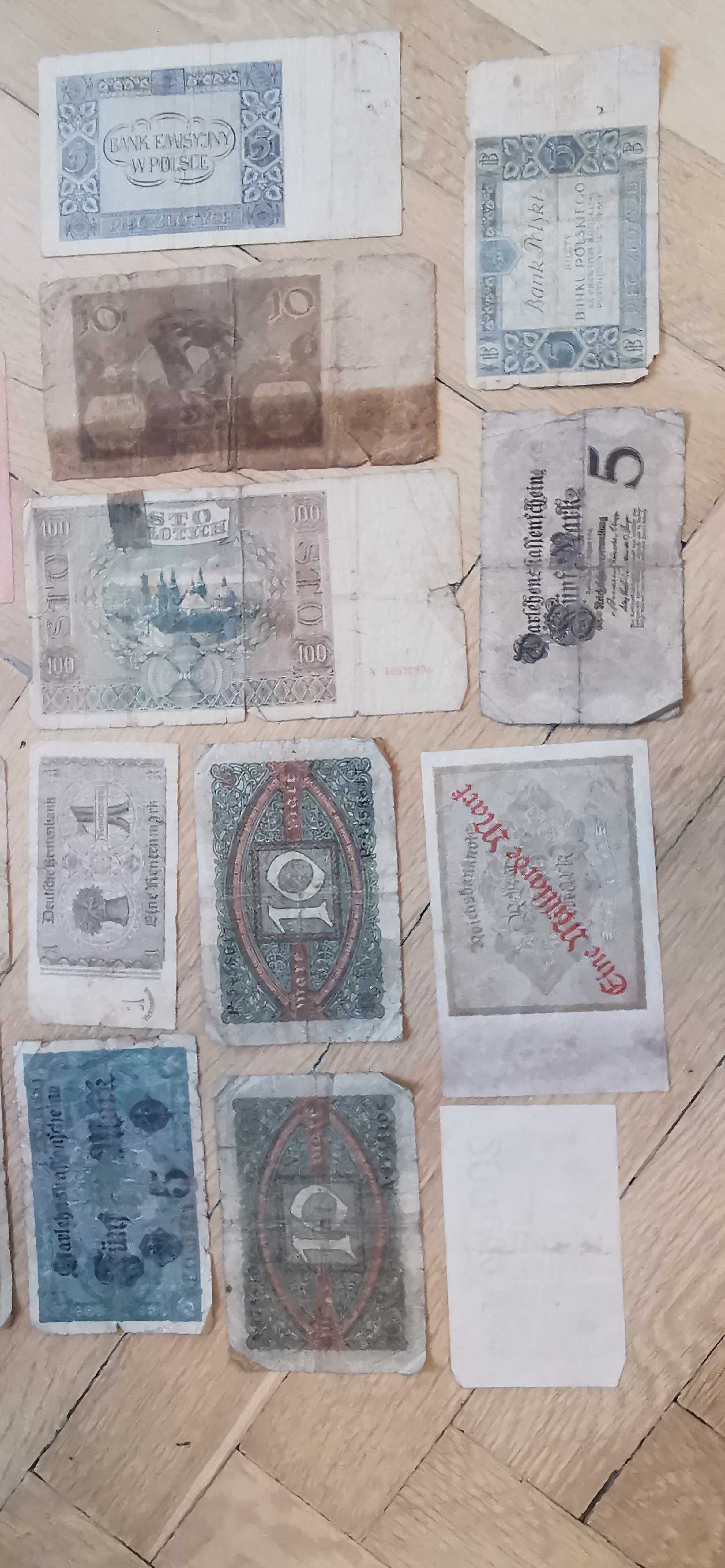 Banknoty Przedwojenne: Marki, Zł, Ruble Kolekcja 20 sztuk. Oryginały
