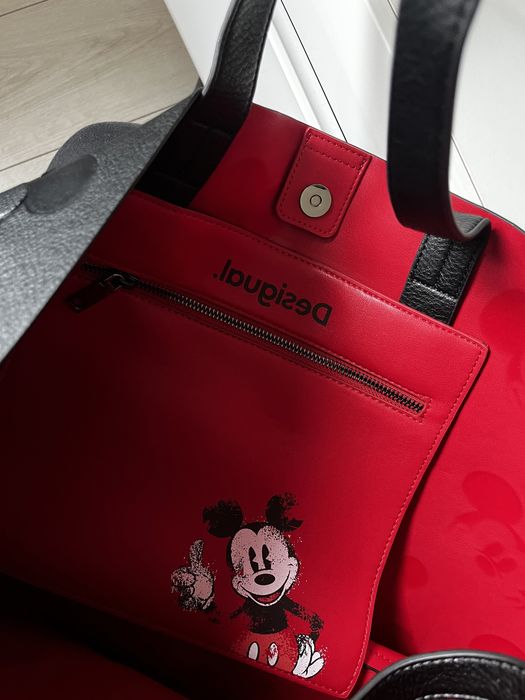 Torba shop perka Desigual nowa skóra ekologiczna Myszka Miki czarna