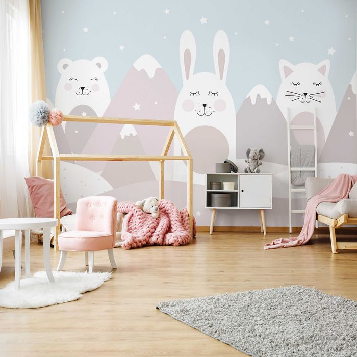 Fototapeta Dla Dzieci Miś Kot Zajączek Zwierzęta 3D Twój Rozmiar+ KLEJ