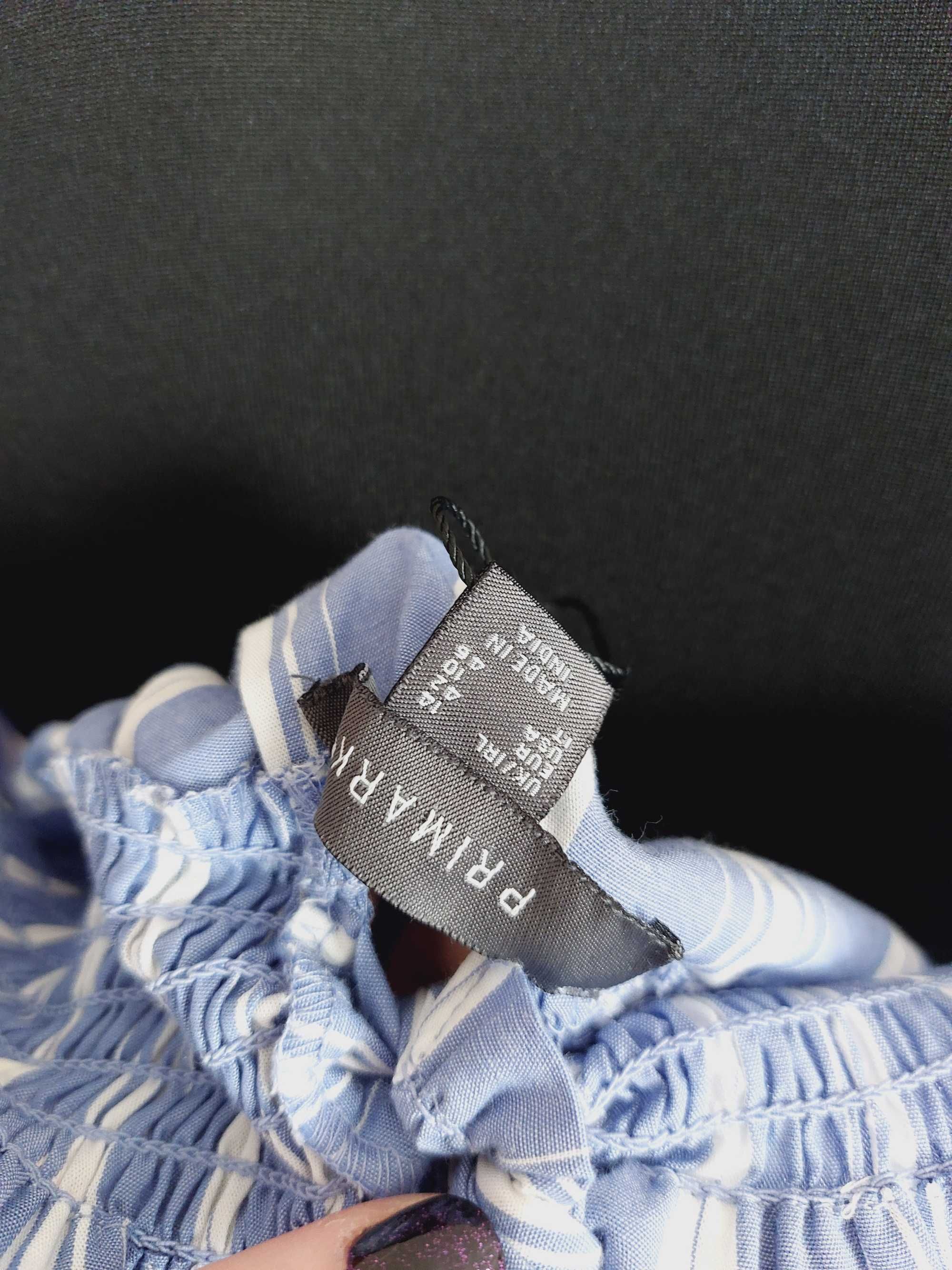 Primark bluzka koszula hiszpanka w pasy niebieskie biale bawelna l xl