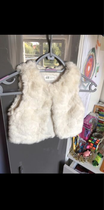 H&M 98 104 Cudna nowa futrzana kamizelka,super wzór