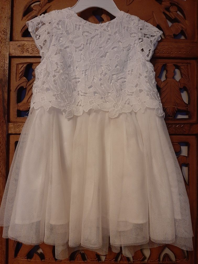 Komplet biała koronkowa sukienka Pepco 92 z kamizelka
