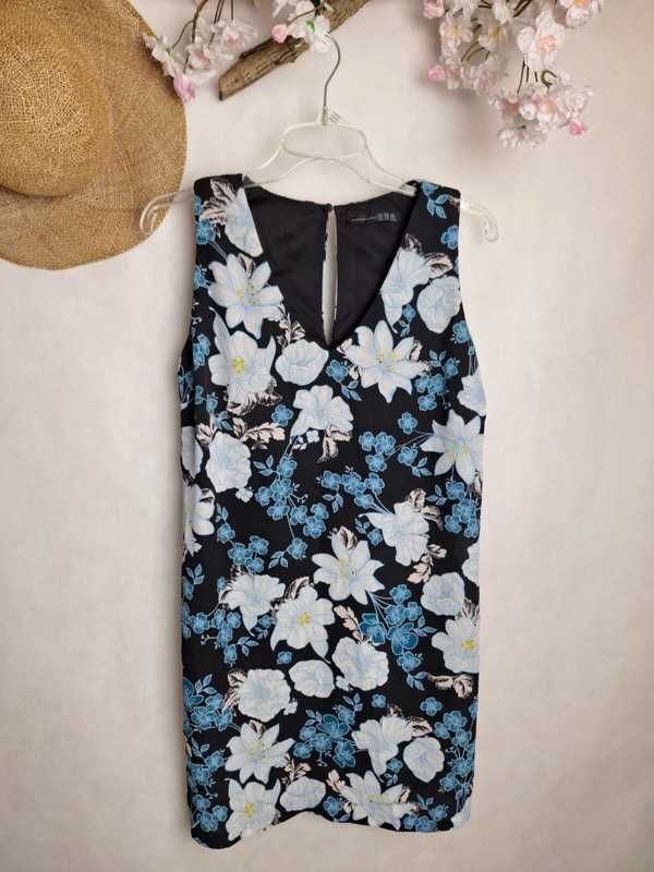 Letnia krótka sukienka tunika w kwiaty na lato dekolt V 38 10 M