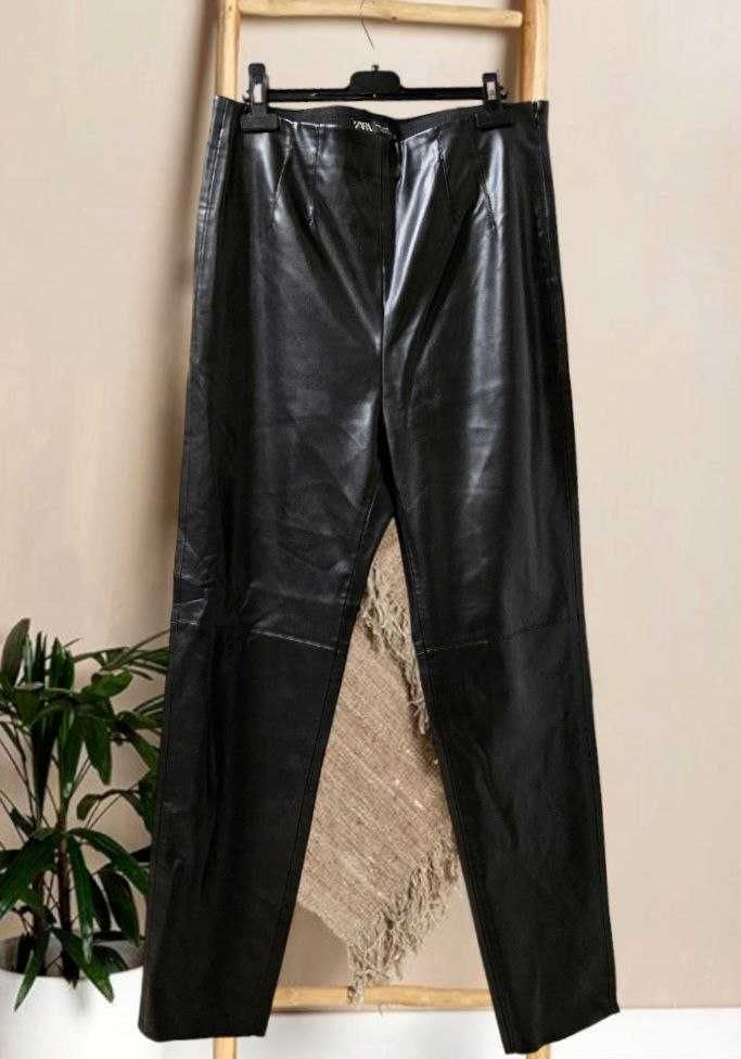 брюки из искусственной кожи джеггинсы Zara р. L/XL