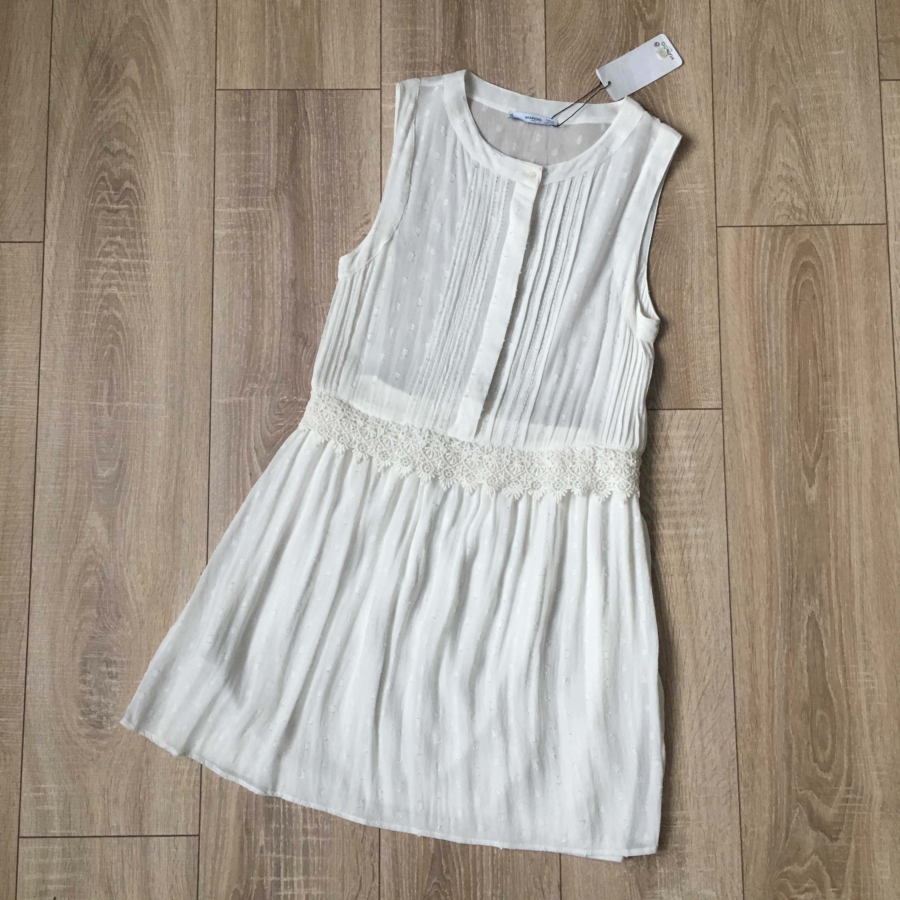 biała kremowa nowa sukienka Mango XS 34