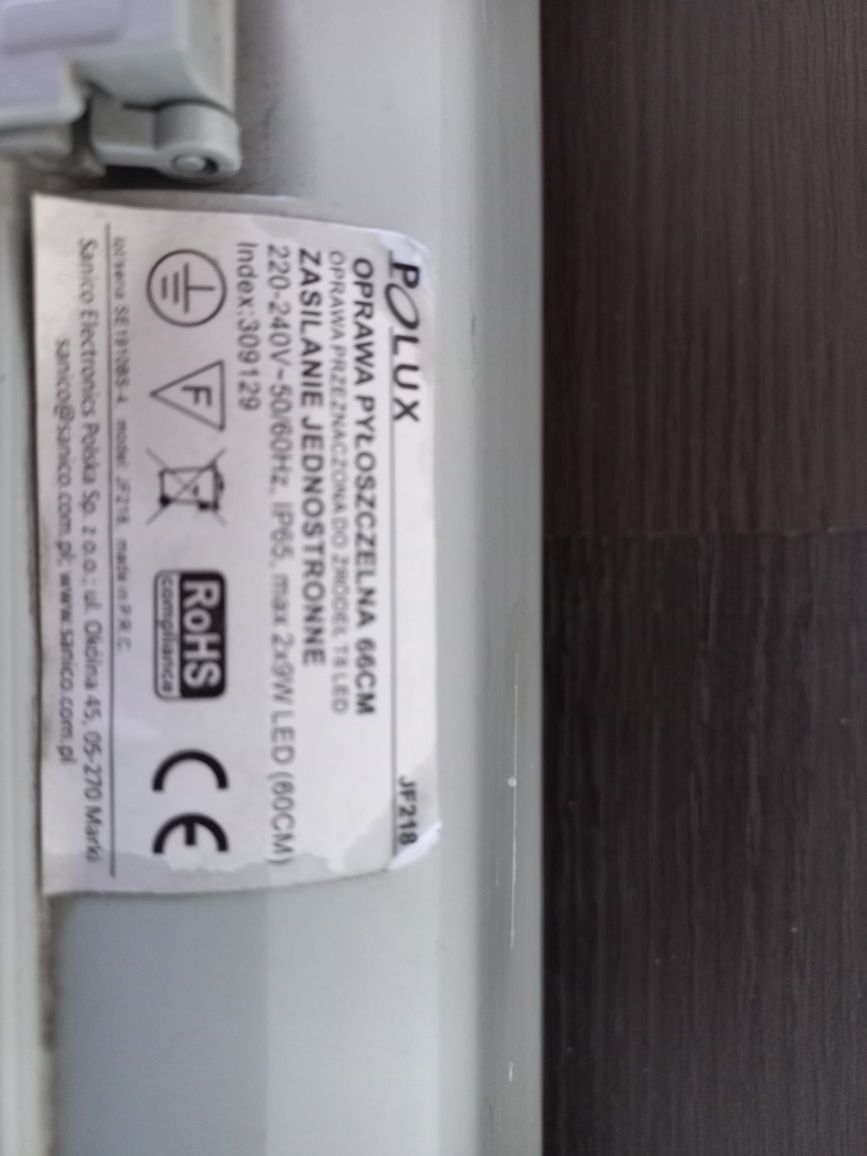 Oprawa hermetyczna Polux 66cm 2x9W +2 świetlówki OSRAM