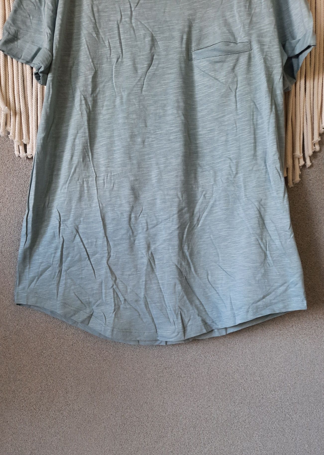 H&M dżersejowy t-shirt jasnoturkusowy melanż R XS/34