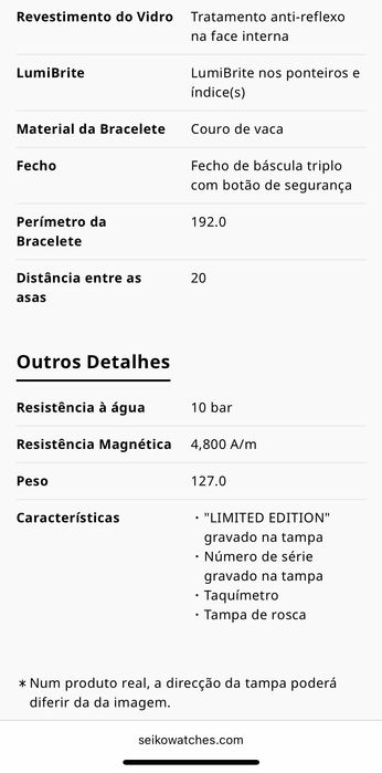 Seiko Speedtimer Prospex EDIÇÃO LIMITADA 500 unidades