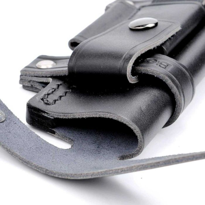 Prosta skórzana pochwa na pasek do noża stałego z logo Bear Grylls