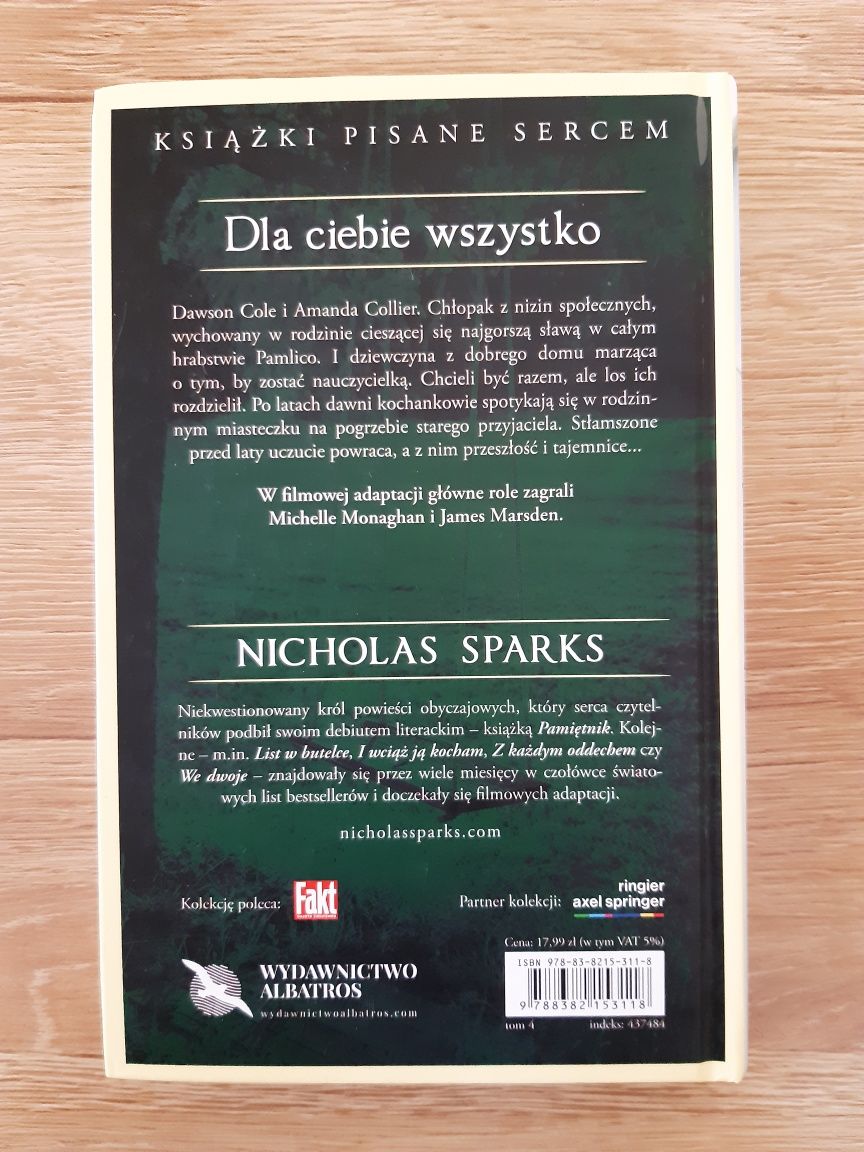 Książka Dla ciebie wszystko Nicholas Sparks