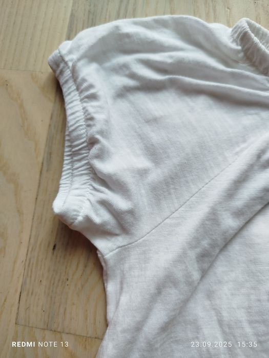 Śliczna bawełniana biała bluzka koszulka z krótkim rękawem hiszpanka H