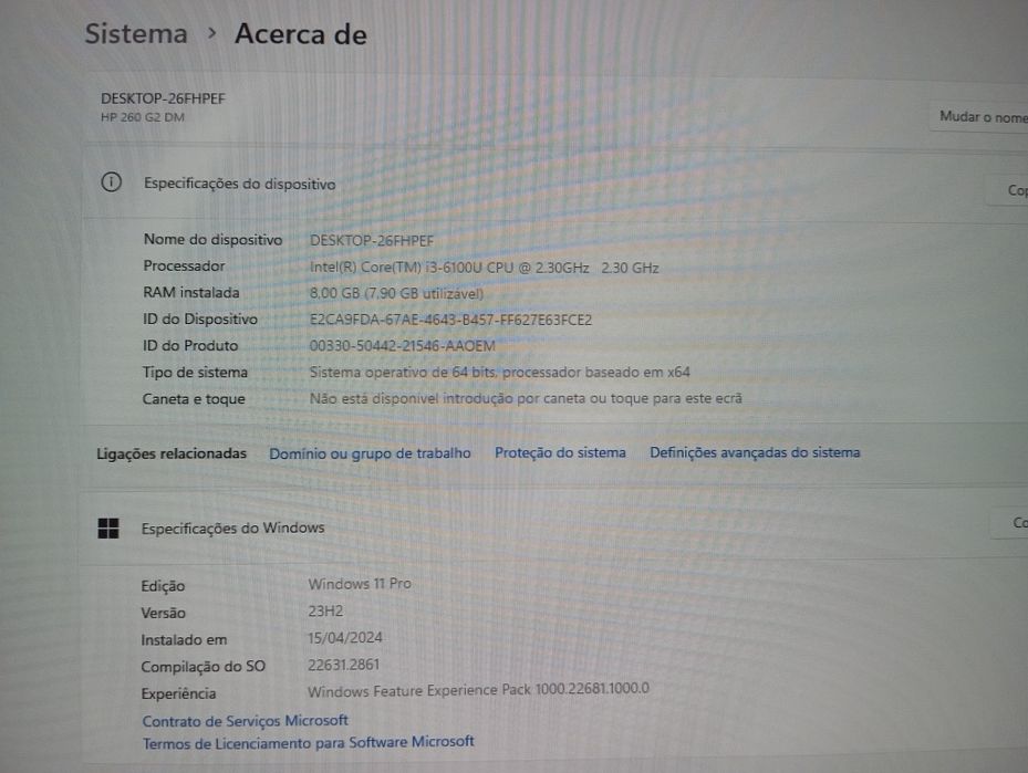 PC Mini Desktop HP 260 G2