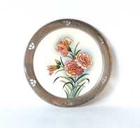 Taca ceramika BMF secesja okuta kwiaty metalowa goździki zabytek