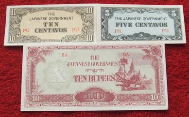 FILIPINY OKUPACJA JAPOŃSKA 1942 ROK Kolekcjonerskie Banknoty - 3 szt.