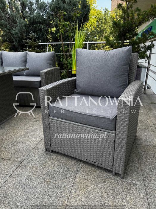 Narożnik Ogrodowy Zestaw Mebli Ogrodowych Tarasowych 3 Fotele Premium