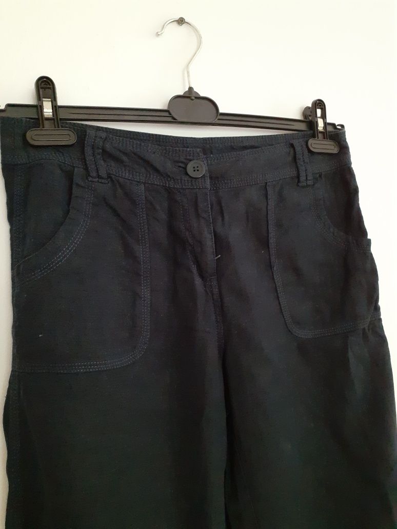 Czarne spodnie wiskoza z lnem 38
