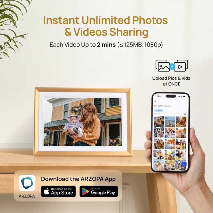 Цифрова фоторамка Arzopa D10 10.1" Champagne Gold Digital Photo Frame