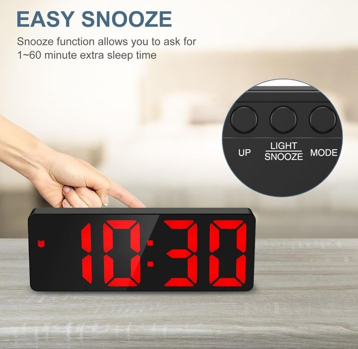 Ankilo Cyfrowy budzik, zegar LED ze wskazaniem temperatury