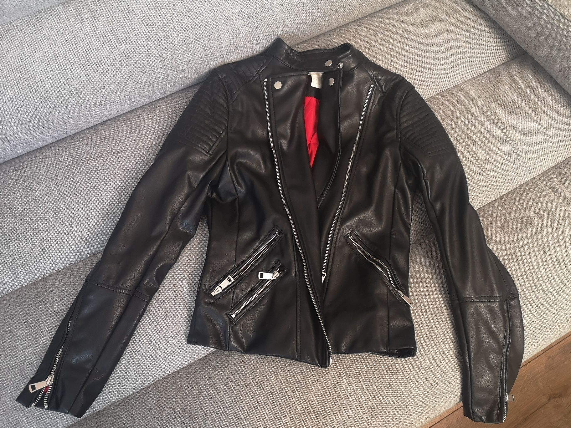 Nowa kurtka skórzana H&M ramoneska jesienna biker 34 xs motocyklowa