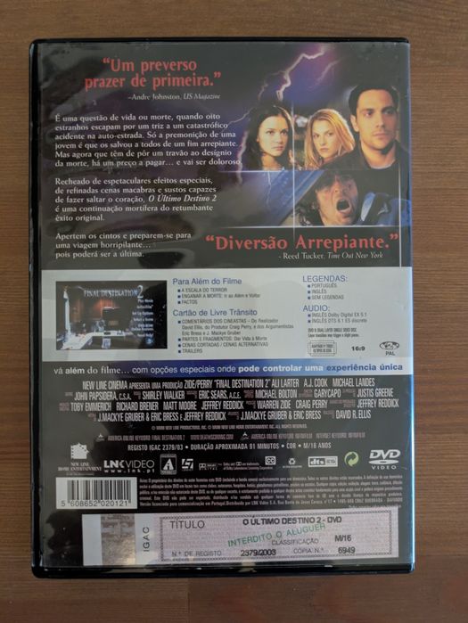 DVD " O Ultimo Destino 2 " 2003 (Como Novo)