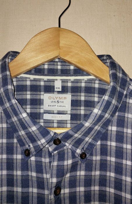 Неношеная 2XL OLYMP Красивая Слегка Плотная рубашка в клетку