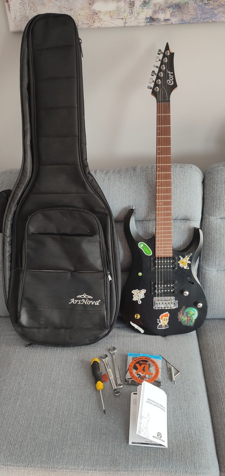Gitara elektryczna Cort X100 + pokrowiec Ars Nova + dodatki