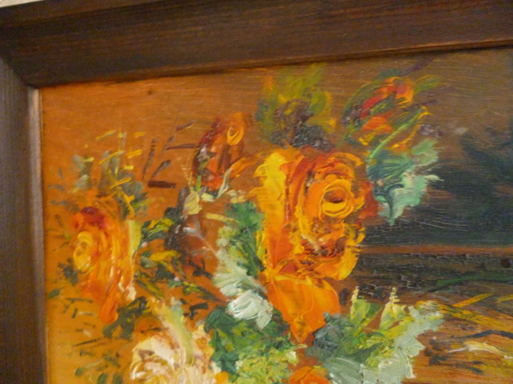Stary obraz olejny malowany Sygnowany