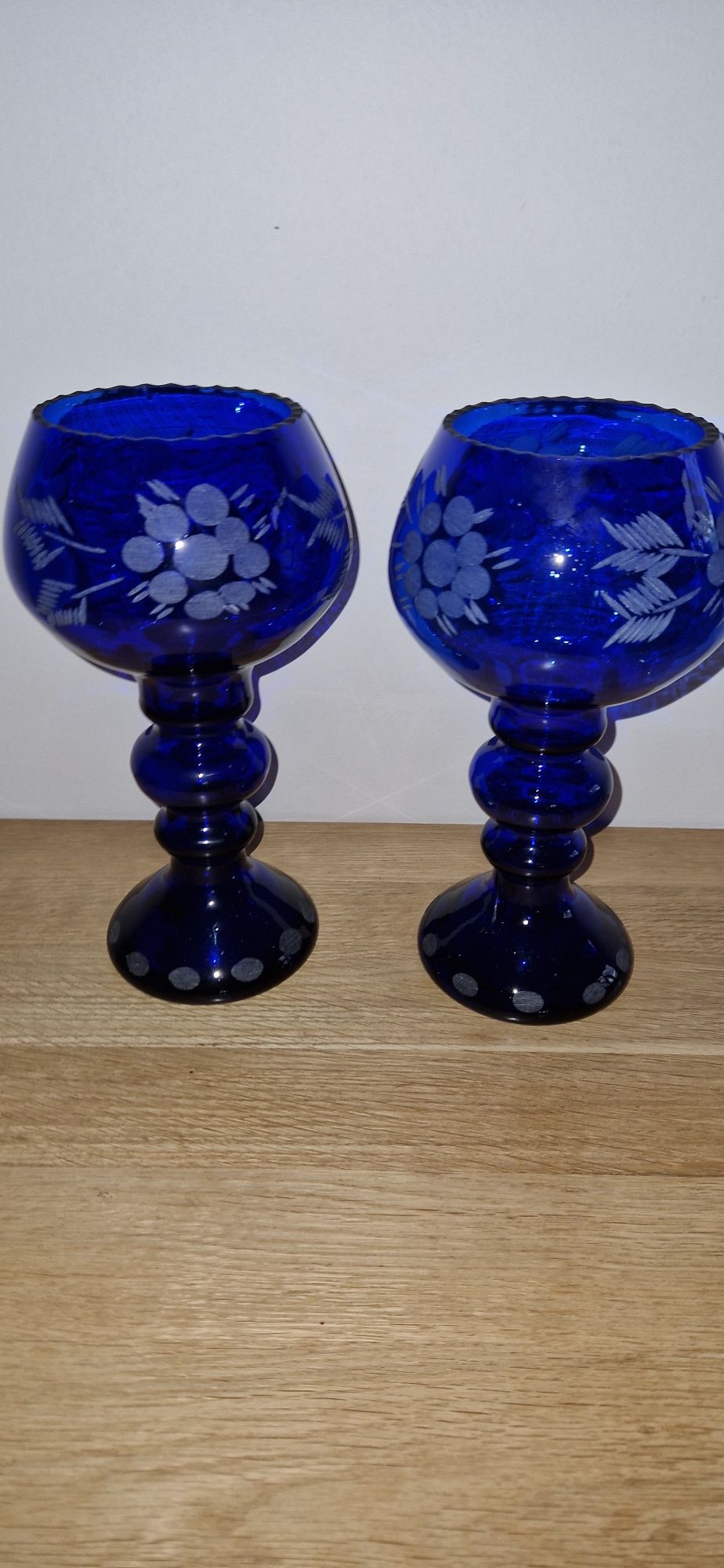 Wazony kielichy szkło kobaltowe duże, porcelana