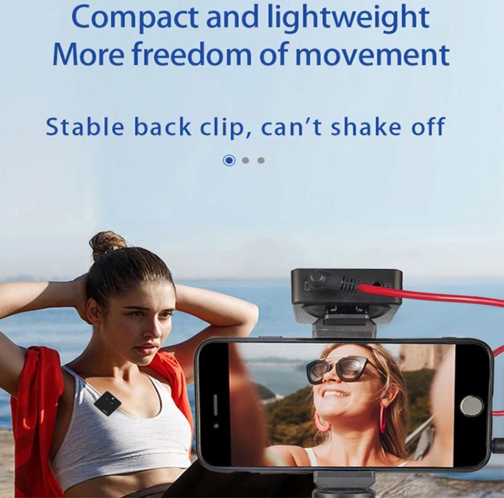 Microfone Sem Fio para telemóvel e camera, Gravação De Vídeo De Áudio