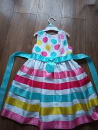 Sukieneczka dla dziewczynki w kolorowe groszki i paski