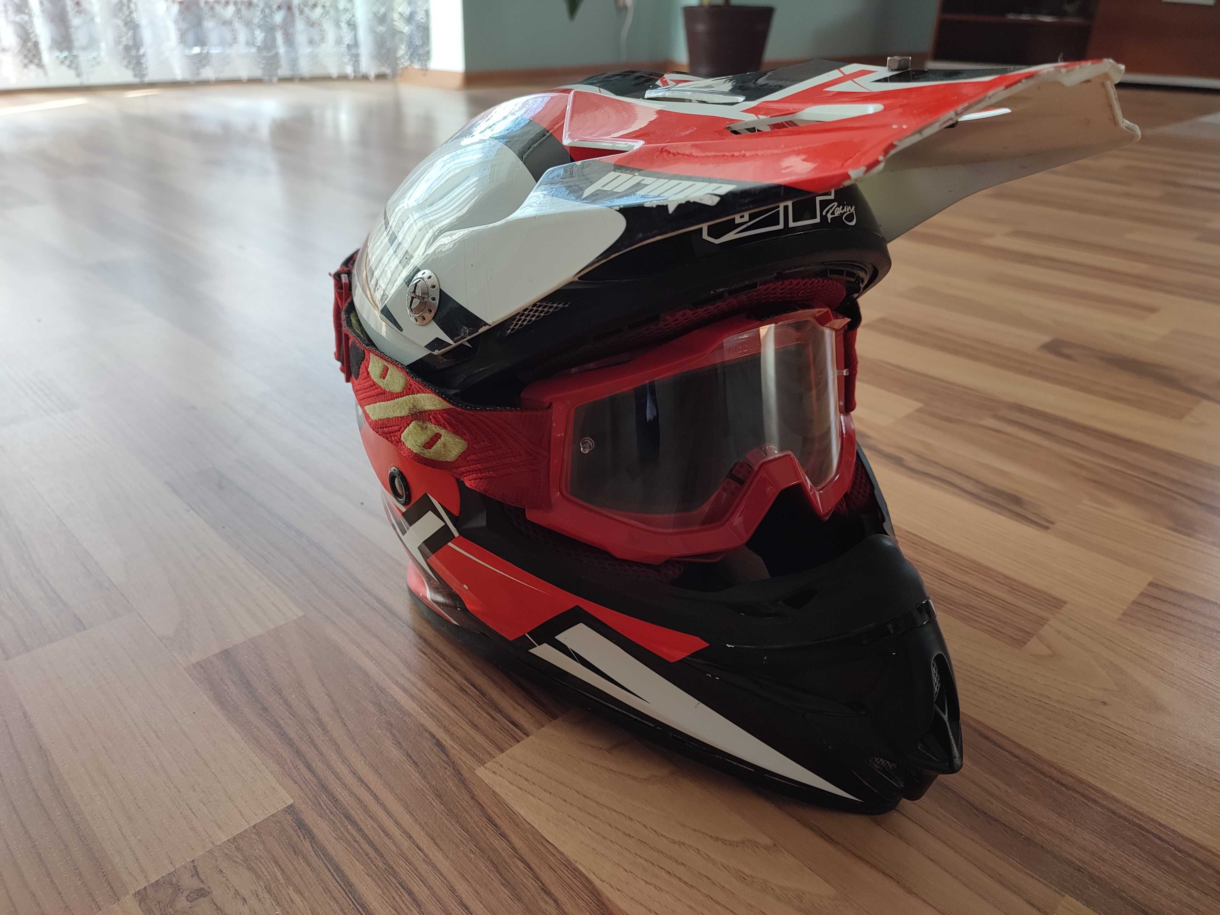 Kask Cross Enduro JT + Gogle 100%