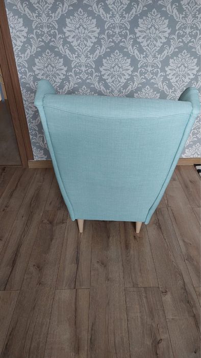 STRANDMON Fotel/podnóżek, Kelinge niebieski