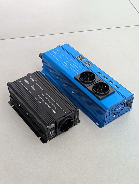 Інвертор Foval 3000W 12V чистий синус (чиста синусоїда) 2 розетки