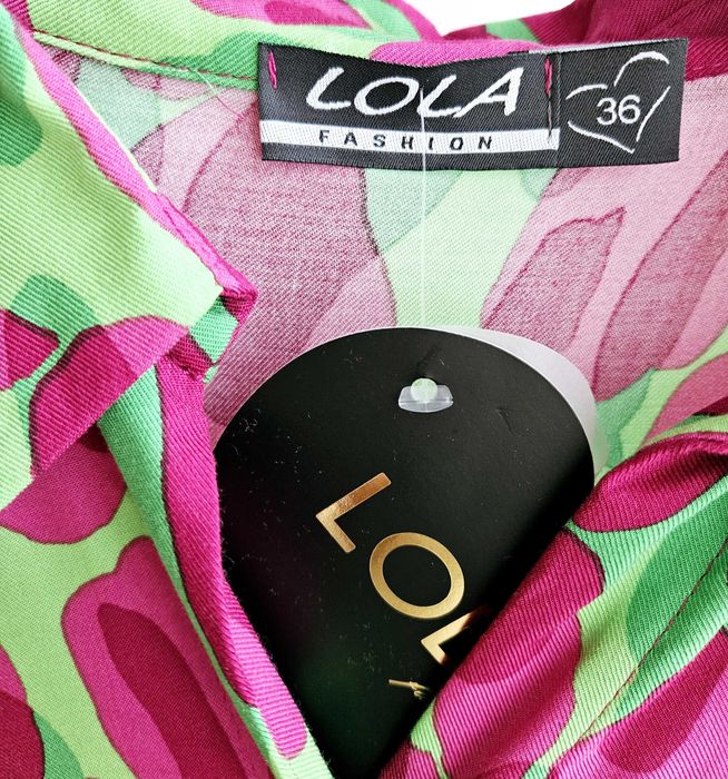 Koszula damska wzorzysta  zielono - różowa 36 lola