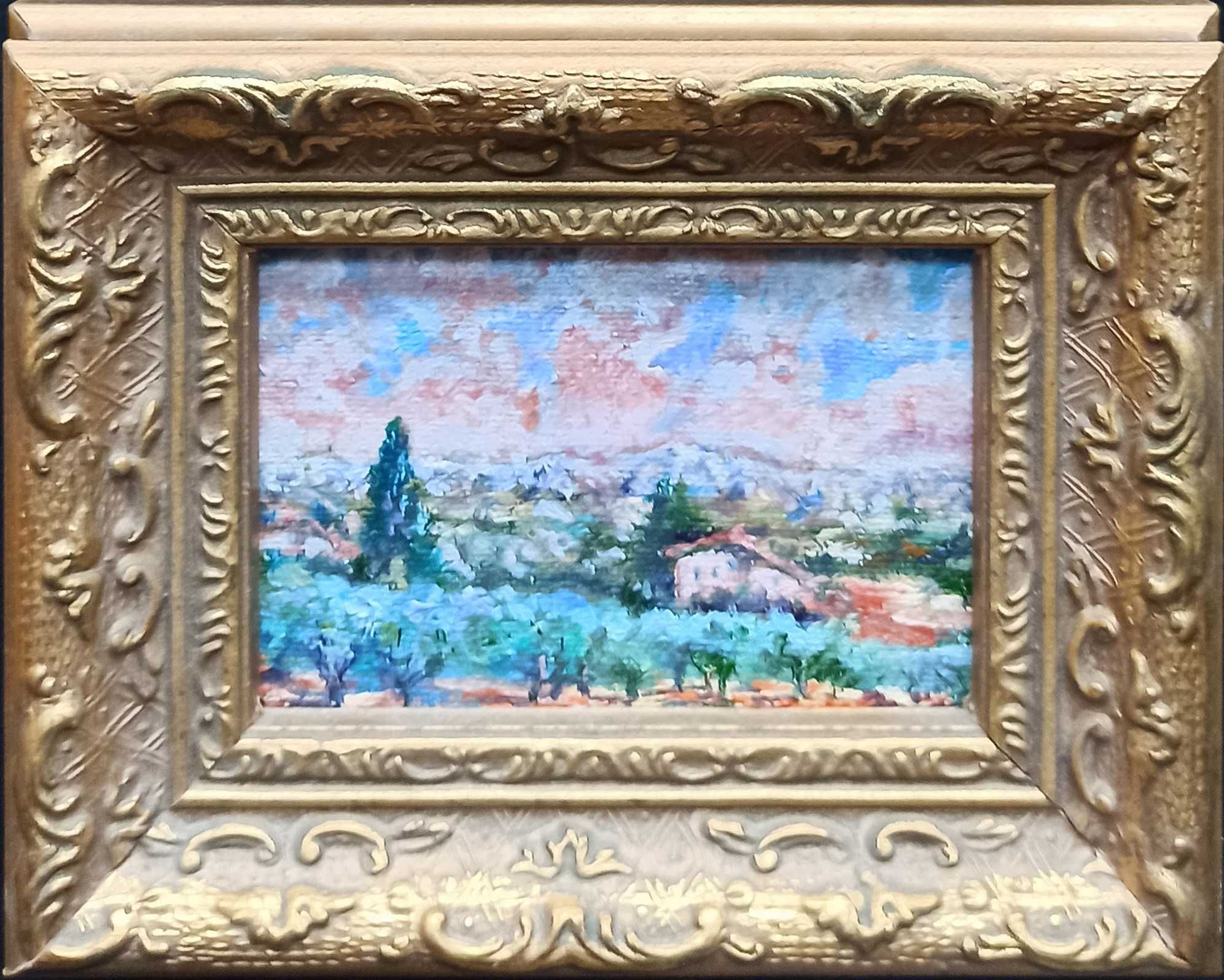 Original oil miniature painting "Traveling in Italy Ballad N2"