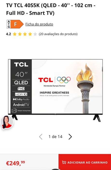 Smart Tv 40” Qled TCL