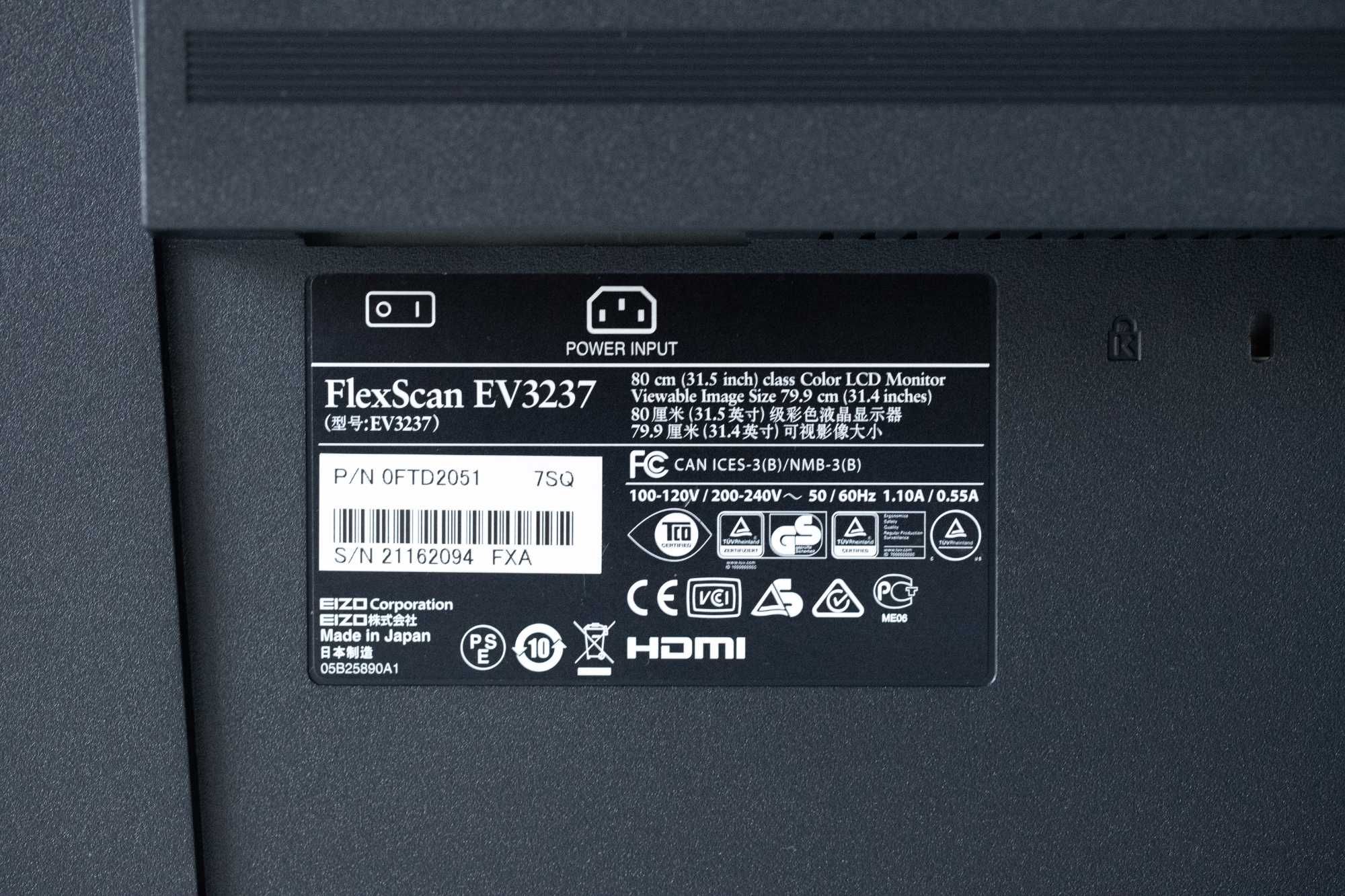Monitor EIZO 32" FlexScan EV3237 4K UHD LED IPS
