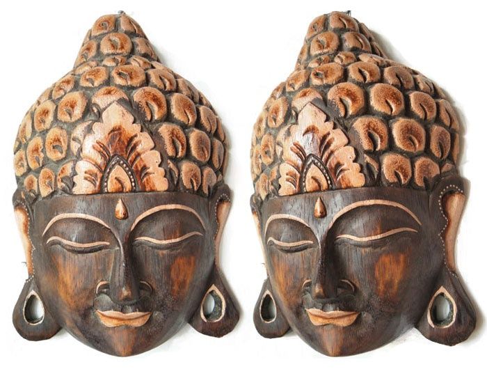 Rzeźba, Maska - BUDDA - Drewno, Rękodzieło 20cm