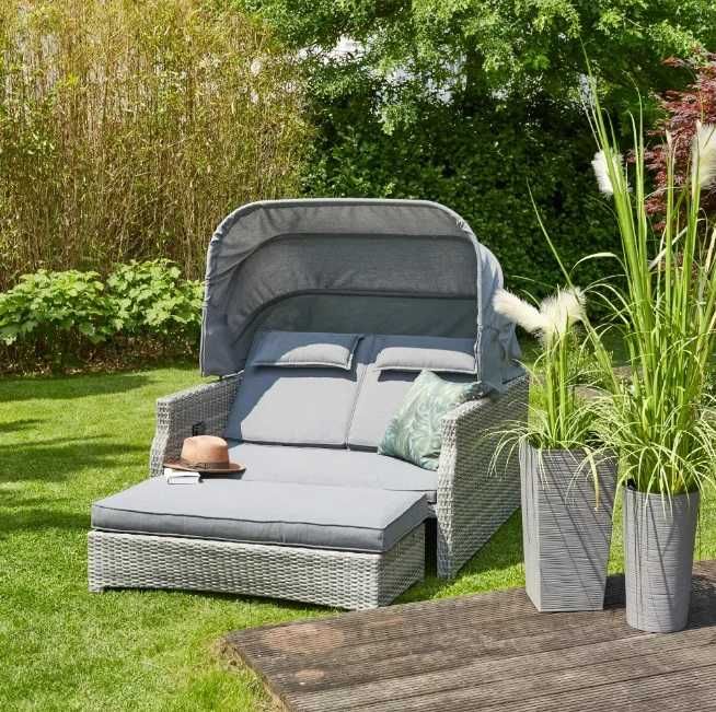 Wyspa SOFA Ogrodowa  LEŻANKA 2os. rozkładana z poduszkami i markizą!