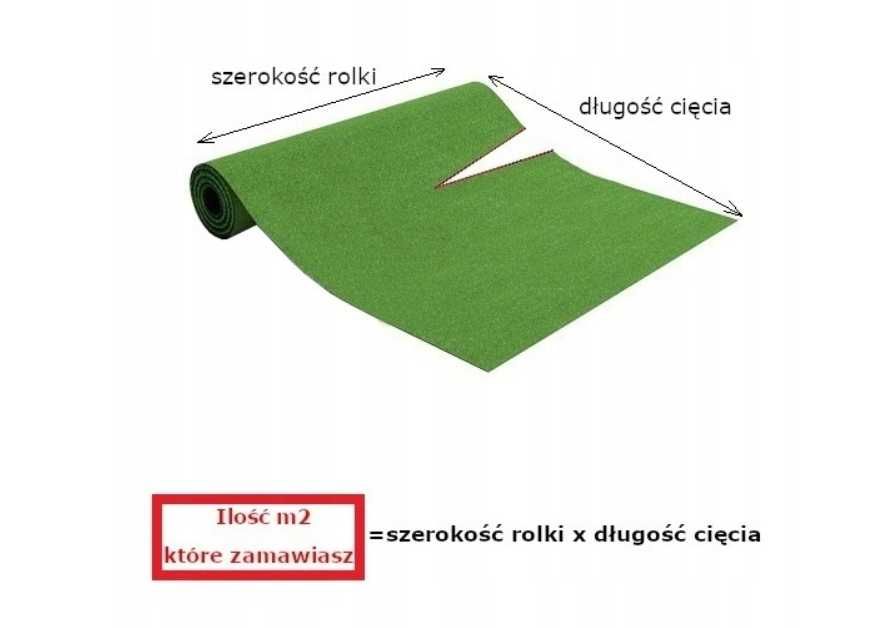 NOWA 2x5m SZTUCZNA TRAWA wykładzina cięta na wymiar, 7mm, zielona !