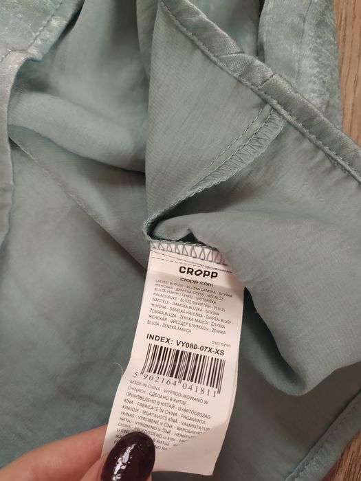 miętowy bieliźniany top z koronką XS S