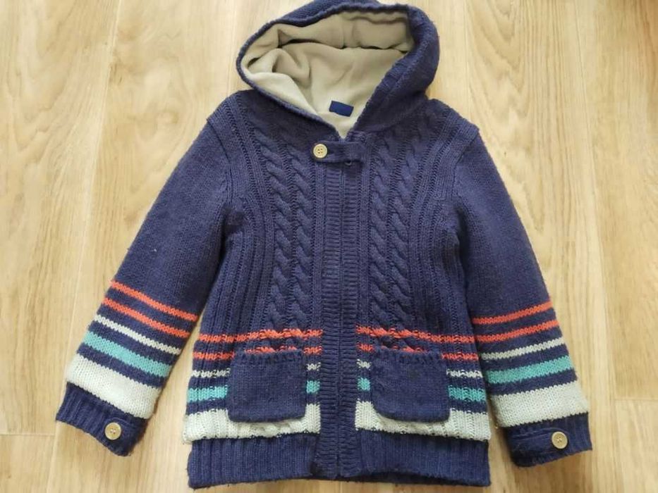 Тепла в'язана кофта-светр,кардиган,на блискавці,фліс 6-7-8 років