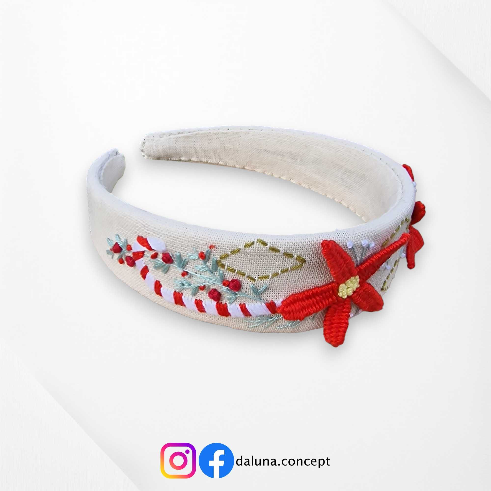 3D Hand embroidered headband - Christmas theme